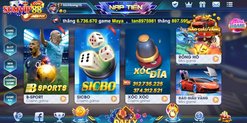 Cổng cược Sumvip cung cấp những tựa game gì?