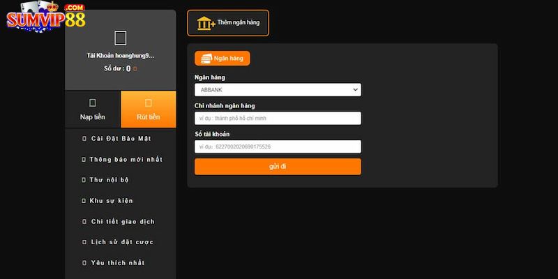 Cách rút tiền Sumvip thuận tiện nhất cho bet thủ 